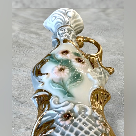 Vintage Jim Beam Collectible Decanter Ceramic Floral Gold, Pink, Green & White - Picture 12 of 16